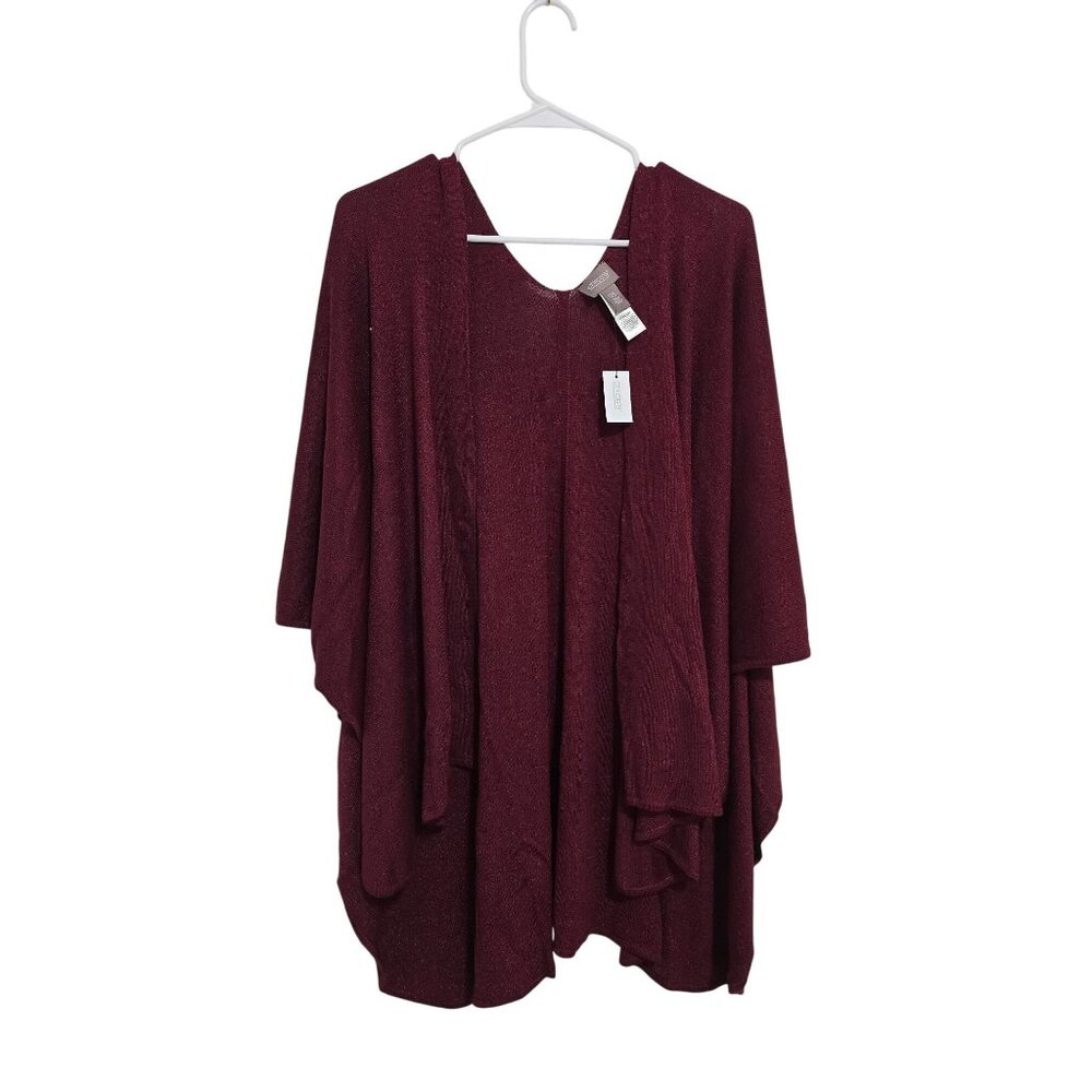 CHICO'S Sparkle Ruana Wrap In Red‎ Size One Size